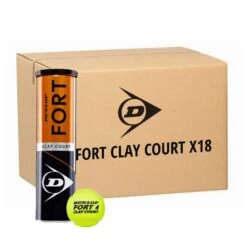 Carton 18 Tubes De 4 Balles Dunlop Fort Clay Court