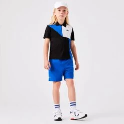 Polo Lacoste Sport Junior Color-Bloc Noir / Bleu -Tennis Équipement Magasin polo lacoste sport junior color bloc noir bleu 2