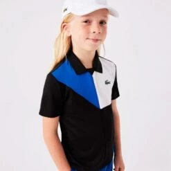 Polo Lacoste Sport Junior Color-Bloc Noir / Bleu -Tennis Équipement Magasin polo lacoste sport junior color bloc noir bleu 3
