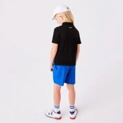 Polo Lacoste Sport Junior Color-Bloc Noir / Bleu -Tennis Équipement Magasin polo lacoste sport junior color bloc noir bleu 4