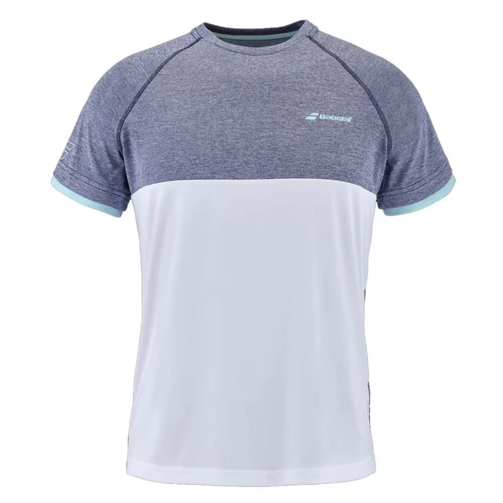 T-Shirt Babolat Play Crew Neck Junior Blanc / Bleu Chiné 3 T-Shirt Babolat Play Crew Neck Junior Blanc / Bleu Chiné